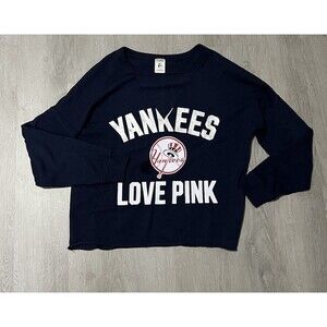 V/S  Secret PINK NY Yankees LONG SLEEVE Baseball Fan Sweatshirt Blue size small